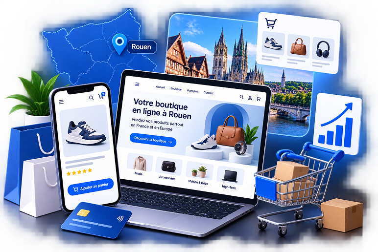 Créer une boutique en ligne à Rouen — guide e-commerce pour les commerçants normands
